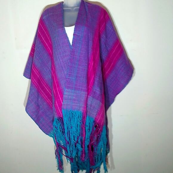 Ladies Ponchos Capes Scarf Winter Jewel tone Thick Warm Scarves Shawls - Picture 1 of 4